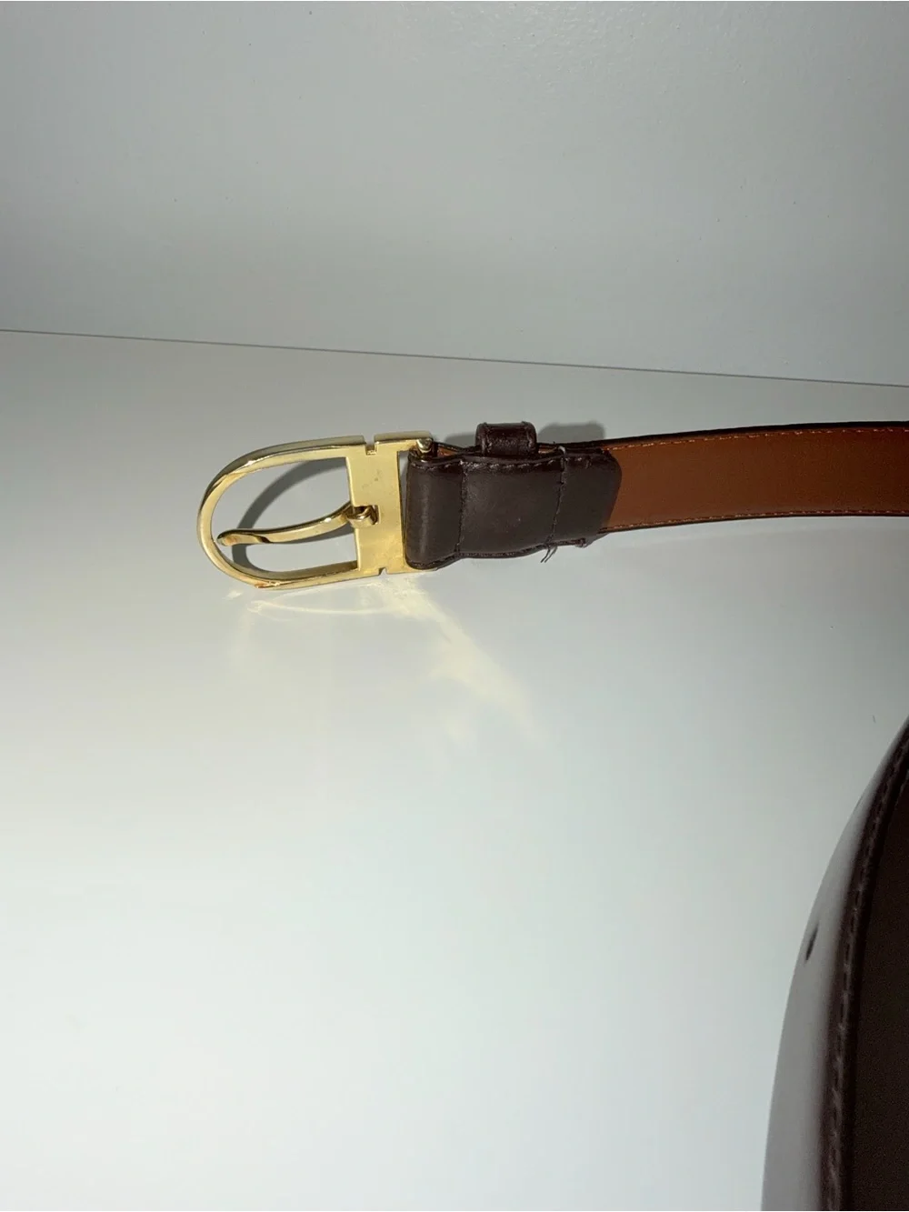 Vintage Signed Christian Dior Brown Split Leather Men’s Belt, Sz 38